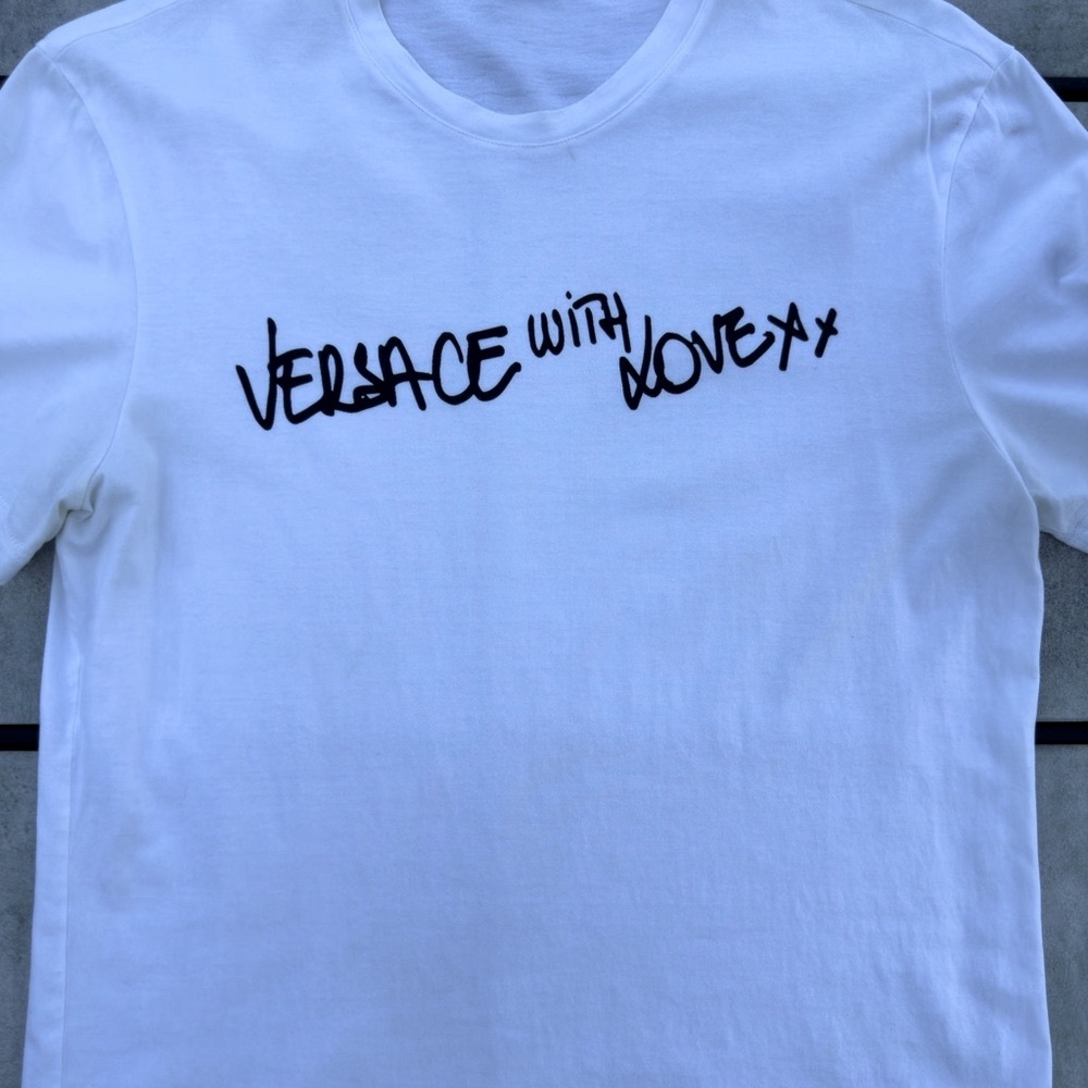 Versace White Tee With Black Script - image 7